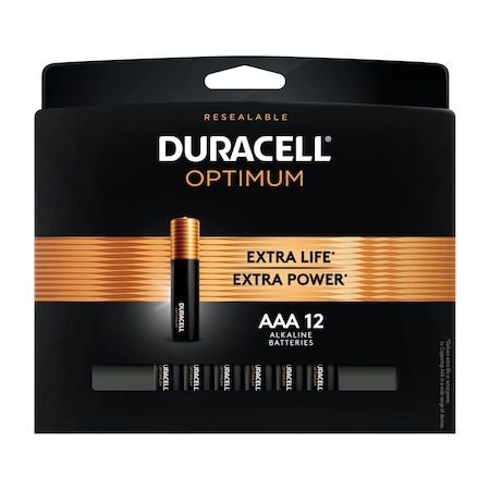 Duracell Duracell Optimum Extra Life Battery Alkaline Battery, AAA 1.5V DC 12 PK OPT2400B12